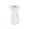 White Ceramic Abstract Ribbed Dimensional Wavy Vase with Floral Shaped Rim